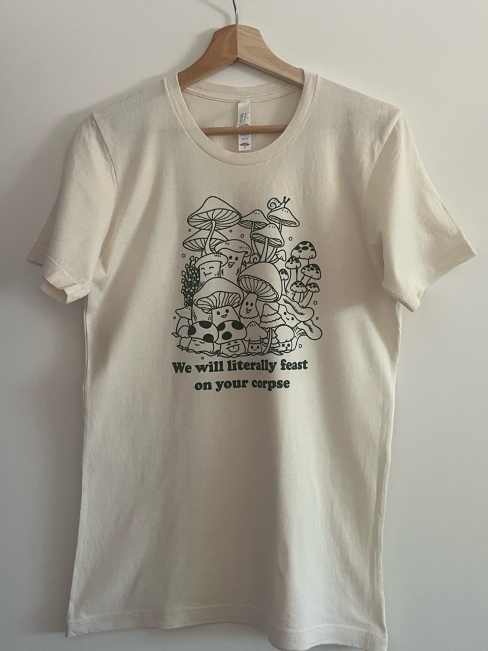 Cream Graphic Mushroom Tee with Black Print